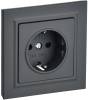 Розетка 1-местная с заземлением и шторками IEK Brite BR-R14-16-K53-F графит