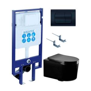 Комплект Aquatek Мия SET AQUATEK Мия-MB-049 4в1 безободковый, с микролифтом, черный матовый