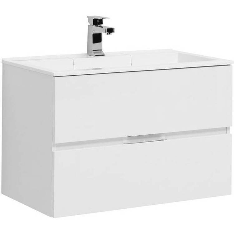 Тумба с раковиной Aquanet Алвита 80 238368 подвесная, белый глянец