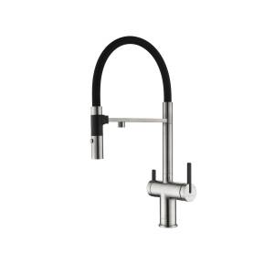 Смеситель для кухни Paulmark Gravity Gr213888-BS с гибким изливом, брашированная сталь