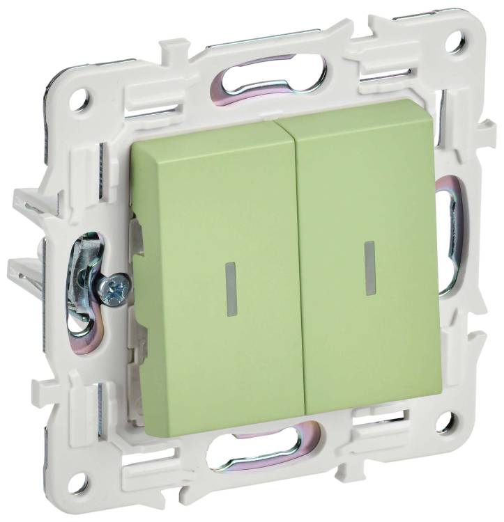 Выключатель 2-клавишный проходной IEK Skandy SK-V22-1-10-K06 мятный