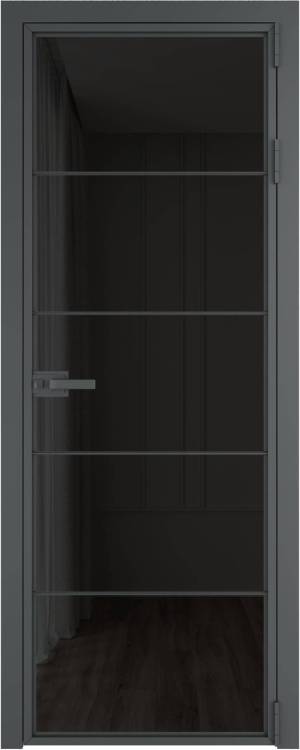 Межкомнатная дверь Profil Doors 5 AX цвет профиля Серая ночь, стекло безопасное 6 мм черное тонированное 600x2000