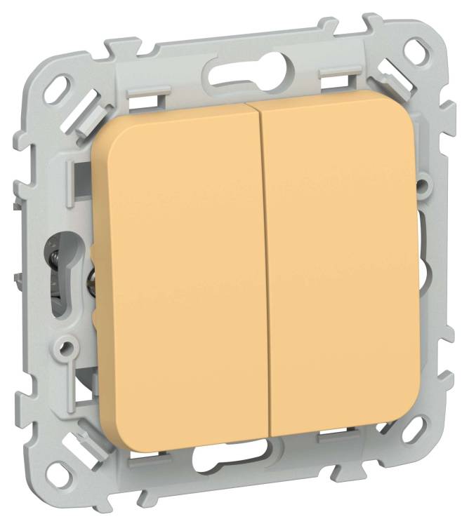 Выключатель 2-клавишный проходной IEK Flite FI-V22-0-10-1-K90 золотарник