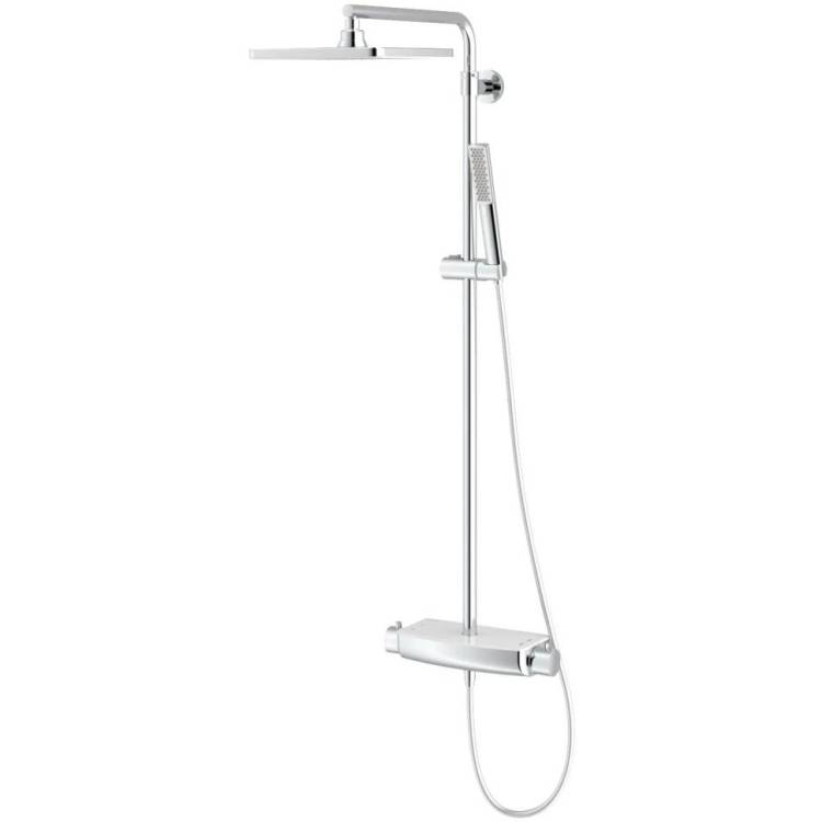 Душевая стойка Teska Mira DK2920C с термостатом, белое стекло
