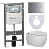 Комплект Унитаз подвесной Ceramica Nova Play CN3001 + Система инсталляции Envision CN1001M с кнопкой смыва хром матовый и шумоизоляционной панелью CN1000