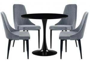 Обеденная группа Woodville Телма 528368 gray, black, стулья ткань