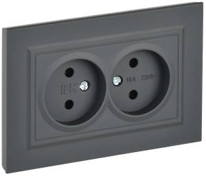 Розетка 2-местная IEK Brite BR-R20-10-K53-F графит