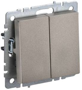 Выключатель 2-клавишный IEK Brite BR-V20-0-10-K37 шампань