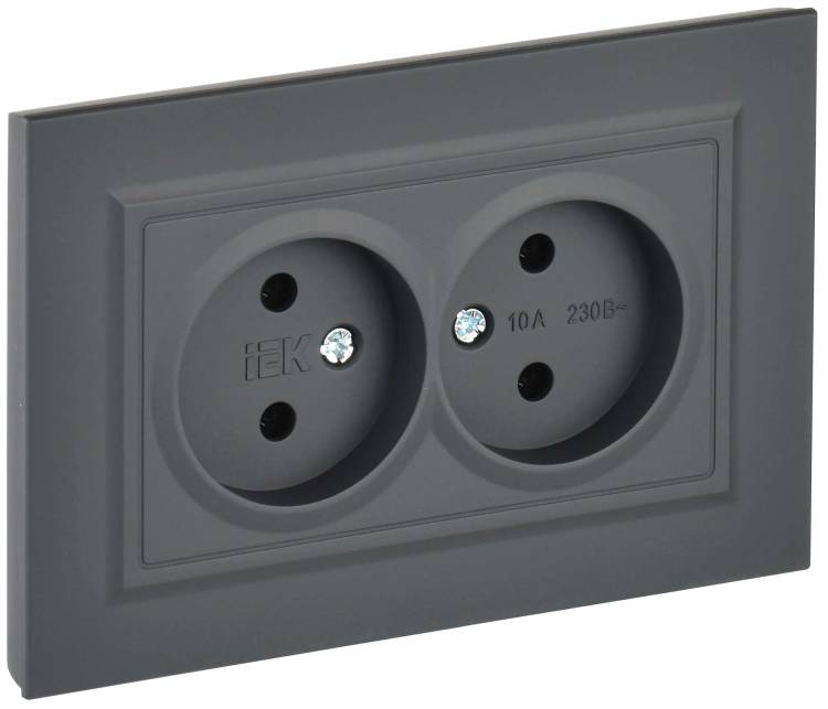 Розетка 2-местная IEK Brite BR-R20-10-K53-F графит