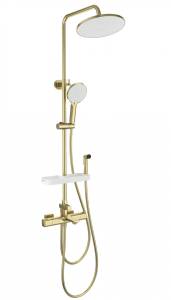 Душевая стойка Wonzon & Woghand WW-C3011-A1-BG с гигиеническим душем и термостатом, золото