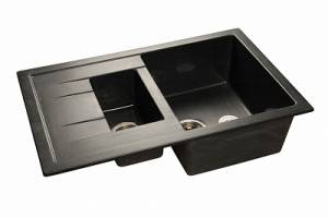 Мойка кухонная GranFest Quadro GF-Q--775KL 1.5-чаши с крылом 775x500мм черный
