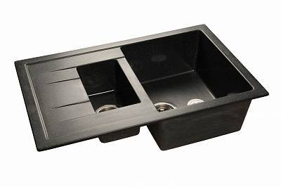 Мойка кухонная GranFest Quadro GF-Q--775KL 1.5-чаши с крылом 775x500мм черный