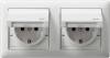 Розетка двойная Gira Standard 55 Schuko с/з с крышкой 16A 250V безвинтовой зажим чисто-белый глянцевый 115803