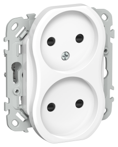 Розетка 2-местная с защитными шторками IEK Flite FI-R23-10-K01 белый