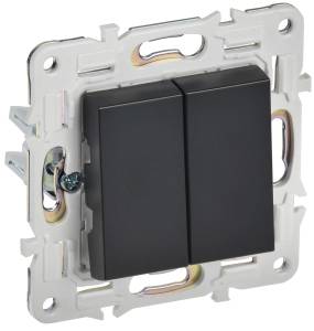 Выключатель 2-клавишный перекрестный IEK Skandy SK-V23-0-10-K02 черный