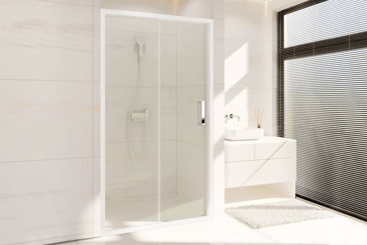 Душевая дверь в нишу Royal Bath Accord RB115HS-T профиль белый, стекло прозрачное, 115x200