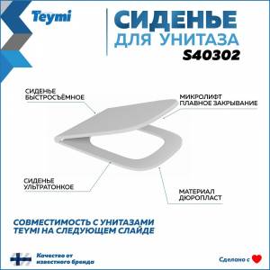 Сиденье для унитаза Teymi Helmi S40302 быстросъемное, с микролифтом
