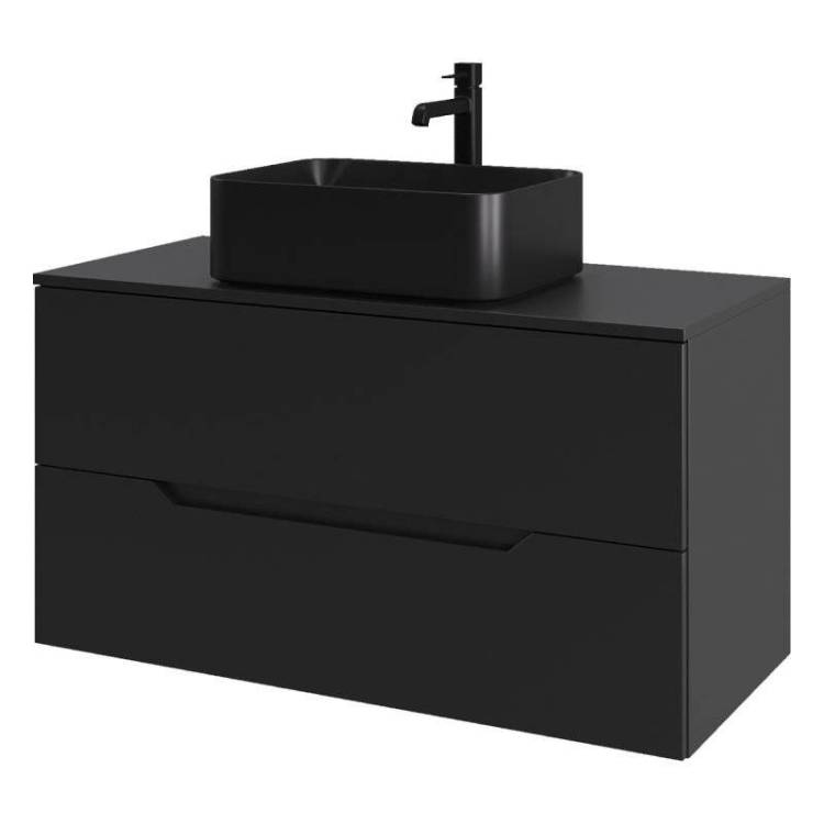 Тумба с раковиной Orange Line Li-100TubMDF+B02-460MB черная матовая, 100 см