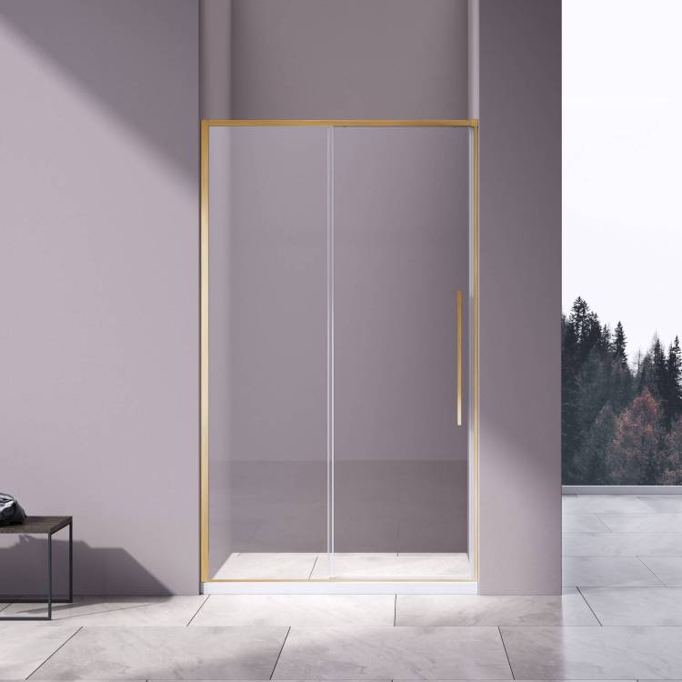 Душевая дверь Vincea Slim-N VDS-4SN110CLG профиль брашированное золото, стекло прозрачное, 110x195